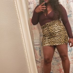 papaya animal print skirt